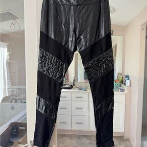 Killstar Black Faux Leather and Textured Leggings